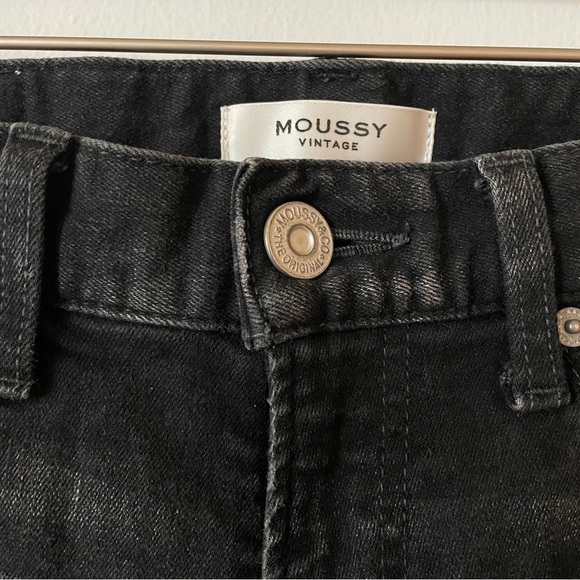 Moussy Vintage Black Mid-rise Stretch Fremont Crop Raw hem Jean Japan Denim 26 - Picture 8 of 12